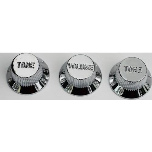 1 Set Chrome Silver Electric Guitar Bass Tone And Volume Electronic Control Knobs Cap 6mm inner diameter