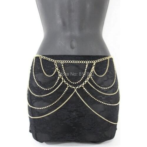 FREE SHIPPING HOT SELLING New WA-03 Women Chains Layers Waist Chains Gold Rhinestone Chains Jewelry 2 Colors