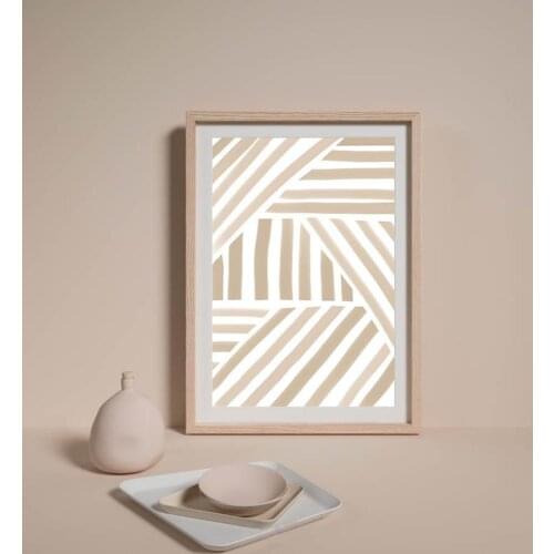 Beige Print Neutral Canvas Painting Minimalist Geometric Abstract Posters Wall Art Pictures For Aesthetic Room Home Decor