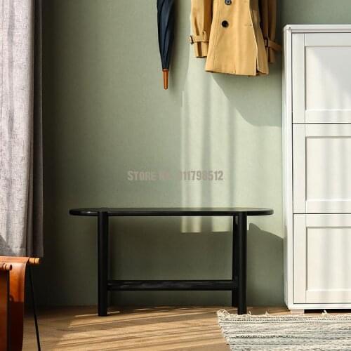 Ink dot original design Nordic style modern minimalist oak solid wood black stool shoe changing stool sofa coffee table side tab