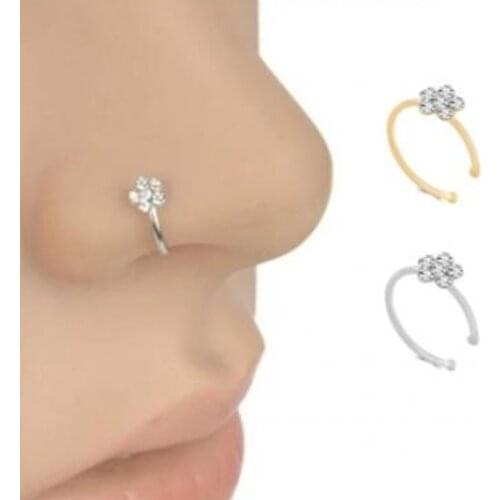 2020 Top Fashion AAA Cubic Zirconia Ring women Earring Character Joker Hoop Piercing Nose Rings Small Pure Fresh Jewelry Party
