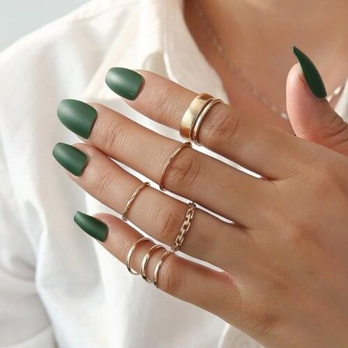Summer 7Pcs/Set Fashion Punk Midi Round Twist Ring Set for Women Bohemia Vintage Metal Knuckle Finger Rings Jewelry