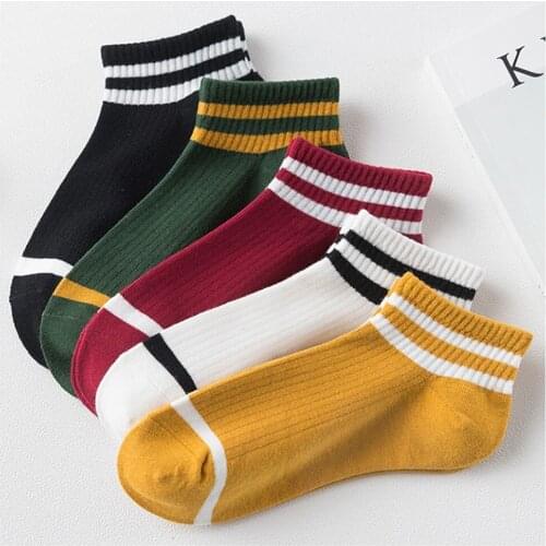 Hot Sale New Style College wind striped boat socks Womens casual cute socks socks womens socks Fashion Female Funny Socks