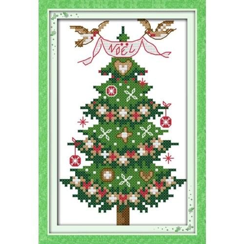 Christmas tree cross stitch kit food aida 14ct 11ct count print canvas sewing cross-stitching embroidery DIY handmade needlework