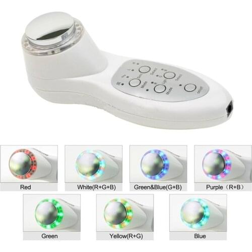 NEW Portable 7 LED Photon Ultrasonic Ultrasound Facial Skin Care Cleaner Anti Aging Wrinkle Remover Beauty Massager