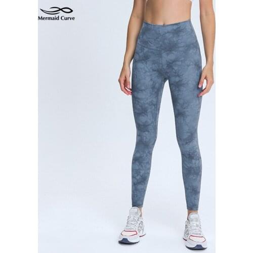 Mermaid Curve Gym Women Clothes Spring Autumn High-Rise 25" Tight Yoga Pants Hidden Pocket Diamond Dye Training Fitness Leggings