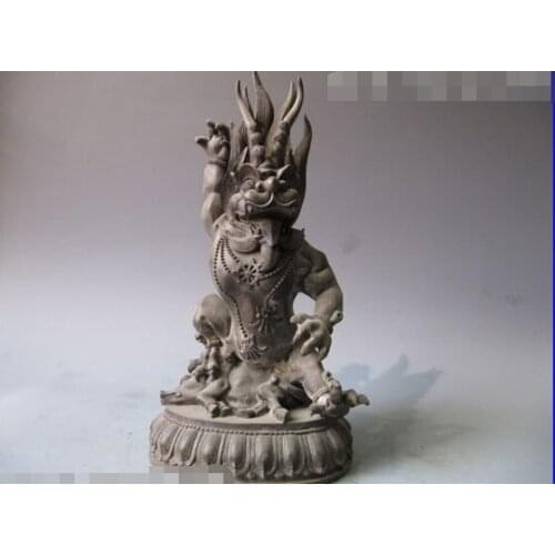 Song voge gem S0376 13"Chinese Royal 100% Pure Bronze apotropaion Dragon beast Foo Dog statue