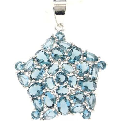 32x20mm SheCrown Gorgeous Created Rich Blue Violet Tanzanite Womans Party Silver Pendant