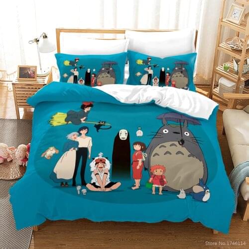 Lovely Cartoon My Neighbor Totoro Duvet Cover Set Twin Full Queen King Size Bedding Set Comforter Cover Pillowcase Set for Kids