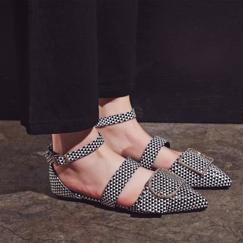 Big Size 11 12 summer flat sandals ladies women shoes woman One-word Button for Womens Flat Bottom of Baotou Sandals