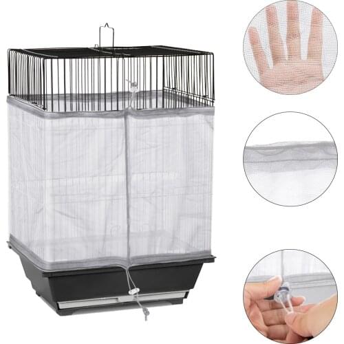 Bird Seed Catcher Universal Birdcage Cover Bird Seed Guard Catcher Adjustable Drawstring Bird Cage Skirt Mesh Net Cover