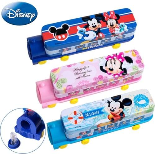 Disney Mickey Princess Pencil Box Cartoon Children’s Stationery Box Locomotive Pencil Sharpener Boys and Girls Learning Gifts