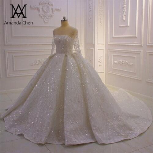 Wedding gowns Handwork Beading Glitter Full Sleeve Wedding Dress