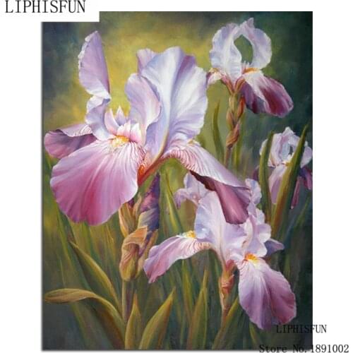 Light Color Iris Diy Diamond Embroidery Cross Stitch Diamond Painting Diamond Kits Picture Rhinestones Home Decor