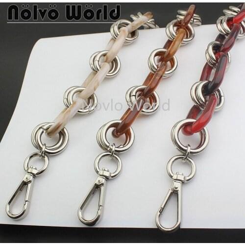 1 piece test, 29cm, 3 colors, Resin mixed metal chain handle with snap hook handbag chain handle pull hardware accessories