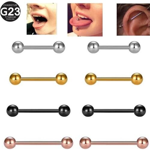 G23 Titanium Tongue Ear Piercing High Quality Classic Concise Style Barbell Tongue Rings Ear Bone Rod Straight Rod Body Jewelry