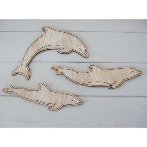 Three Reversible Vintage Wooden Dolphin Sets For Wall Art, Gifts, Home Decoration-Including Wall Mount Kit