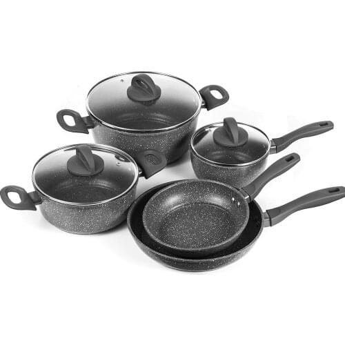 Ultimate Hard Anodized Nonstick Frying Pan with Ceramic Coating 8 pcs sets or 2 pcs sets Dishwasher Safe Cookware Set Black