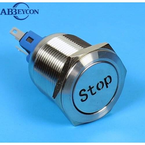 TY 2214Z Words-Engraving Stop Button Latching 22mm Metal Flat Round Waterproof IP67 Push Button Switch