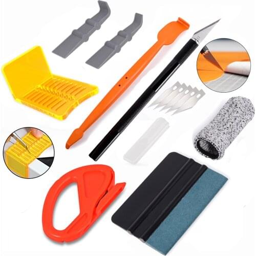 EHDIS Vinyl Car Wrap Tool Kit Carbon Fiber Film Cutter Knife Mark Squeegee Scraper Window Tint Auto Wrapping Tool Accessories