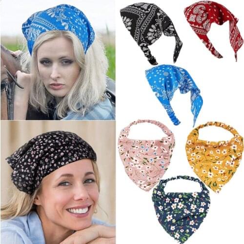 Pastoral Style Women Bandanas Floral Print Triangle Hair Scarf Hairbands For Girls Headbands Hot Fashion Hair Accessories Turban