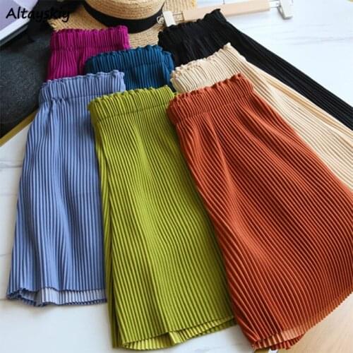 Summer Shorts Women 7 Colors Casual Elastic Waist Ulzzang Students Clothing Loose All-match Simple Streetwear Harajuku Ladies