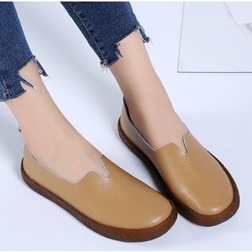 2021 New Arrival Plus Size Loafers Ladies Shoes Casual Comfortable Flats Female Shoes Genuine Leather Shoes Woman Tenis Feminino