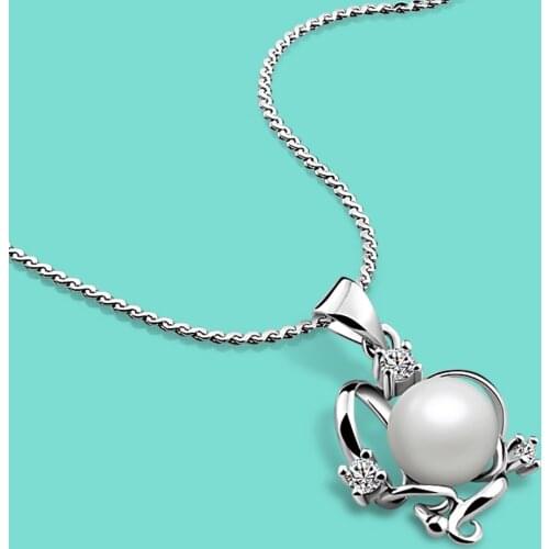 Woman 925sterling silver necklace,noble Artificial pearls Zircon pendant design,Ms silver clavicle necklace Valentines day gift