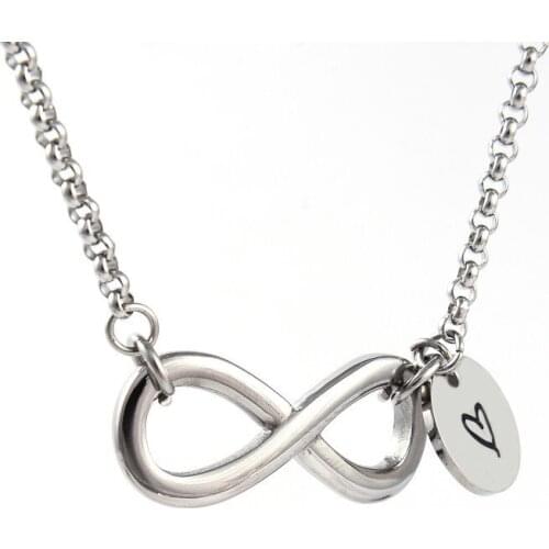 Womens Choker Necklace Silver Color Stainless Steel Charm Necklace Female Endless Love Jewelry with Heart