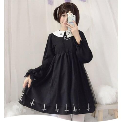 Gothic Lolita Dress Dark Fashion Cross Cosplay Female Dress Japanese Suit Cute Style Tulle Dress