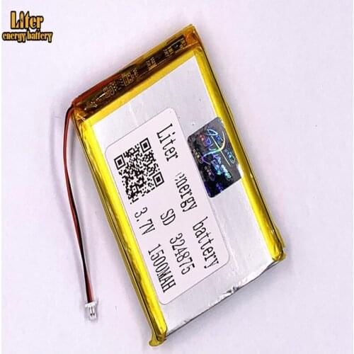 1.0MM 2pin connector 324875 1500mah 3.7V Li-ion Polymer Battery Rechargeable For Digital Camera e-books GPS PDA