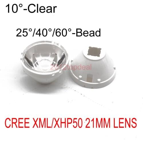 10pcs CREE XML LED XML2 LED XHP50 LED Lens 21mm white holder 10/25/45/60 degree LED LENS/Reflector Collimator