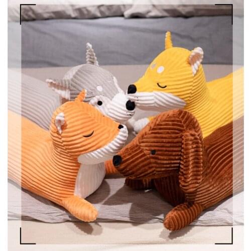 110cm Cute Cartoon Animal Long Pillow Fox Dachshund Shiba inu Husky Doll Pillow Birthday Gift For Children