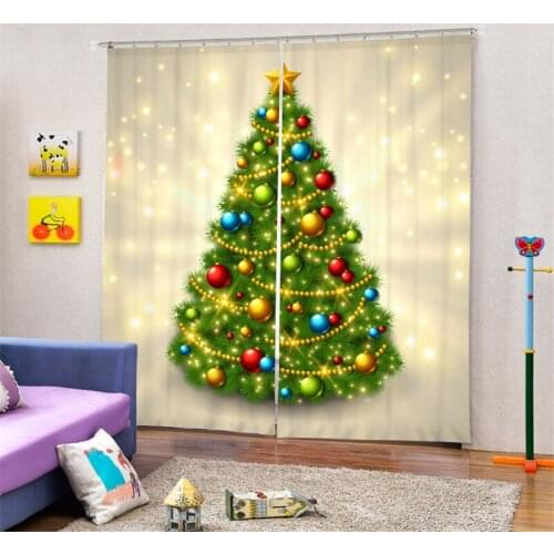 2017 Christmas tree 3D Window Blackout Curtains For Living room Kids Boys Bedding room Drapes Cotinas para sala decorative