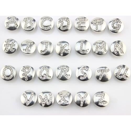 26pcs/lot High quality classic styles 12mm Metal Snap Button Charm letter Z Button Ginger Snaps Jewelry Randomly