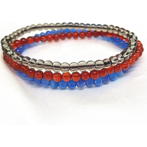 3/Sets 4 mm Round Natural Stone Bead Bracelets Healing Energy Carnelian Sun stone Citrines Women Girl Yoga Jewelry Gift For Her