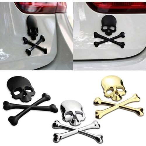 3D Skull Metal Car Motorcycle Sticker Label Skull Emblem Badge Car Styling Stickers Accessories Decal Car Decoration Accessories