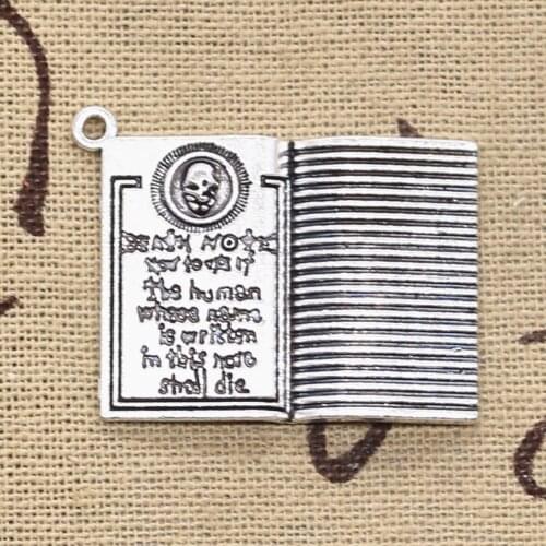 4pcs Charms Book Death Note 32x24mm Antique Silver Color Plated Pendants Making DIY Handmade Tibetan Silver Color Jewelry