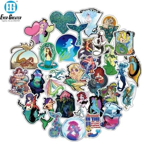 50pcs Cartoon Mermaid Car Stickers for Car Styling Bike Motorcycle Laptop Travel Luggage Cool Funny Sticker Bomb JDM Decals