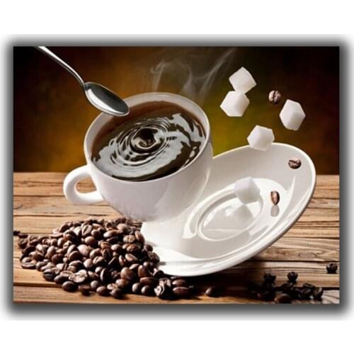 5D Diamond Mosaic Diy Diamond Embroidery Coffee Beans & Hot Coffee Full Diamond Painting Cross Stitch Rhinestone Home Decoration