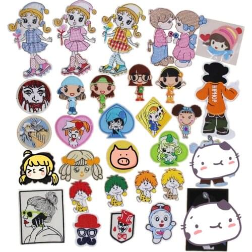 1 pcs Iron on cartoon girl boy Embroidery patches fabric clothing bag tshirt holiday Jeans Coat phone Decor repair Applique