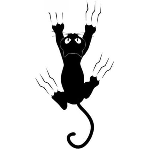 Car Sticker Cat Scratch with Claw Fashion PVC Car Decoration Accessories Creative Waterproof Sunscreen Black/white,15cm*8cm