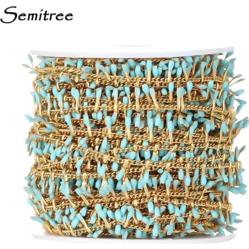 Semitree 1 Meter Stainless Steel Enamel Leaf Chains Necklace Findings DIY Jewelry Making Handmade Bracelet Crafted Accessories