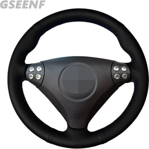 Car Steering Wheel Cover For Mercedes Benz SLK-Class W170 W171 SLK 2004-2008 C230 Black Hand-stitched Soft Artificial Leather