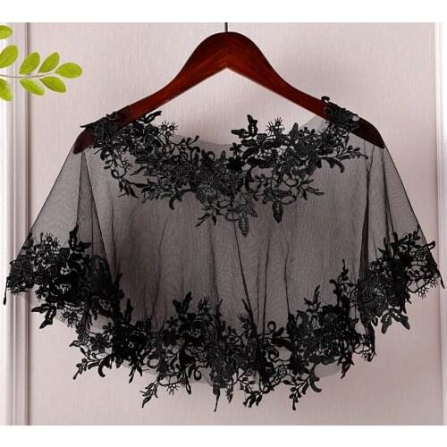 Black Lace Bolero Bridal Summer Women Short Shrug Wedding Jacket 2020 Scoop Neckline