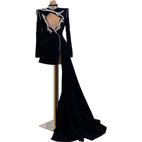 Black Suit Top One Side Train Evening Dress vestidos de graduación vestido de mujer elegante fiesta vestidos de baile dress 2021