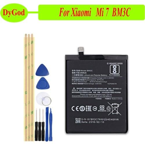 DyGod 3070mAh for Xiaomi Mi 7 BM3C Battery Replacement For Xiaomi Mi 7 BM3C Batteries Smart Phone With Tools