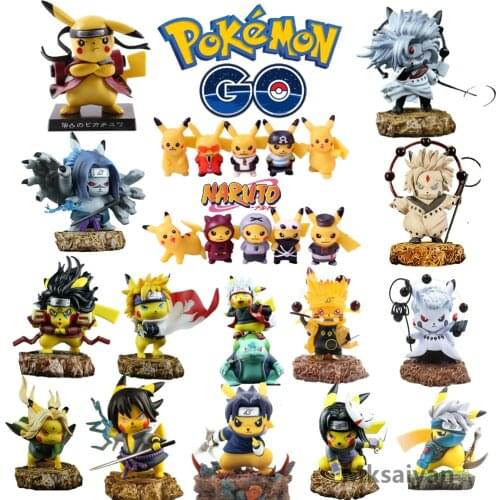 Pokemon Pikachu Naruto Anime Figure Uzumaki Itachi Sasuke Cos PVC Toys Kakashi Tsunade Model Action Figma Bulbasaur Jiraya Doll
