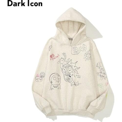 Dark Icon Graffiti Fleece Hoodie Men Women Autumn Pullover Mens Sweatshirts and Hoodies
