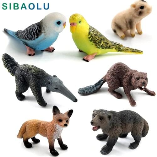 Artificial Parrot bird Fox Beaver figurine Bonsai animal Model home decor miniature fairy garden decoration accessories statue